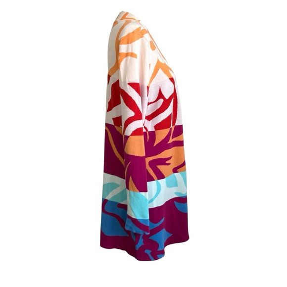 Soft Surroundings Color Burst Bold Floral Longline Open Front Cardigan Sz Medium - Picture 6 of 9